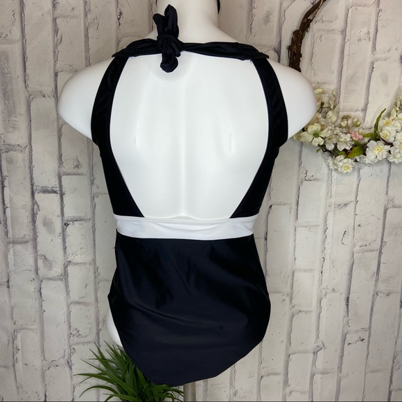 NEW Black White Mesh One Piece Swimsuit Small - Picture 3 of 12